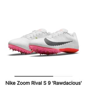 Nike Zoom Rival S 9 spikes size 4.5 women's/ 3 men's in white/black-black